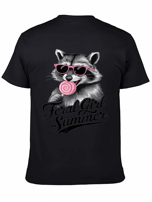 Feral Girl Summer Raccoon Graphic Tee