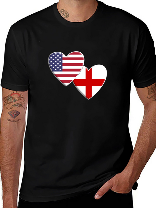 USA & England Heart Flag T-Shirt