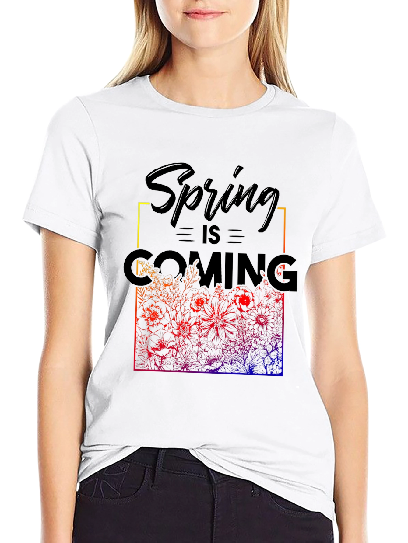 Spring is Coming T-Shirt - Floral Design