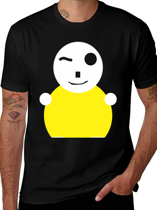 Whimsical Wink Graphic Tee - Black Cotton Blend