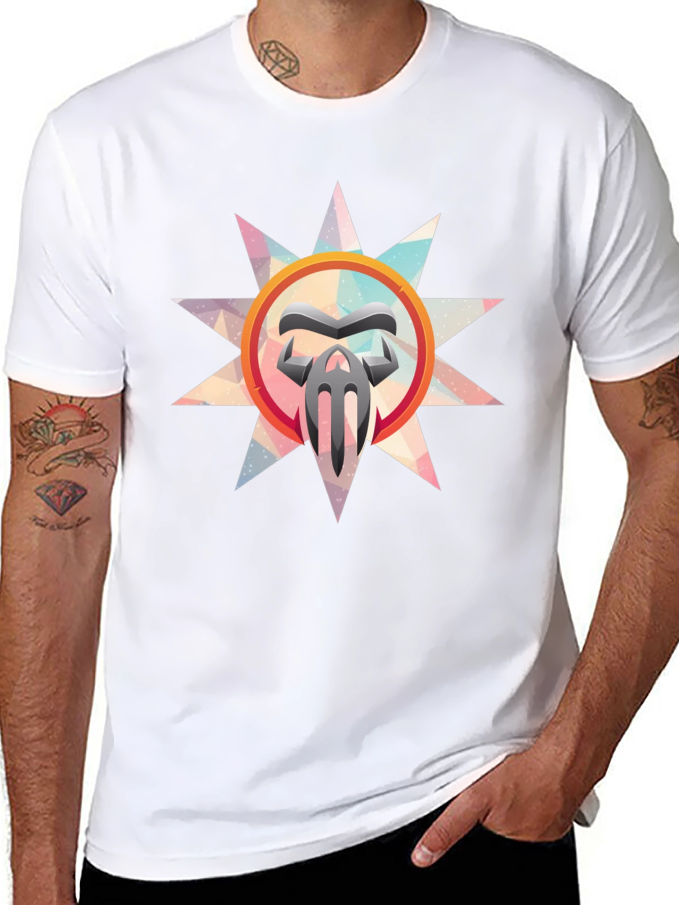 Abstract Graphic Print Mens Black T-Shirt
