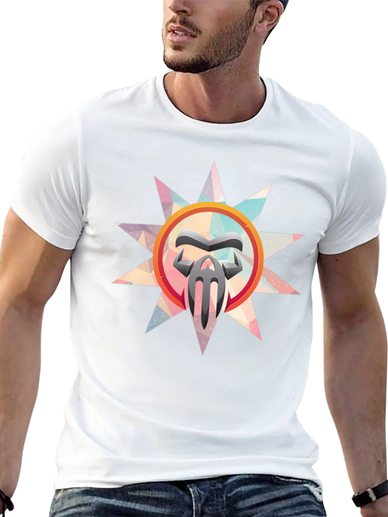 Abstract Graphic Print Mens Black T-Shirt