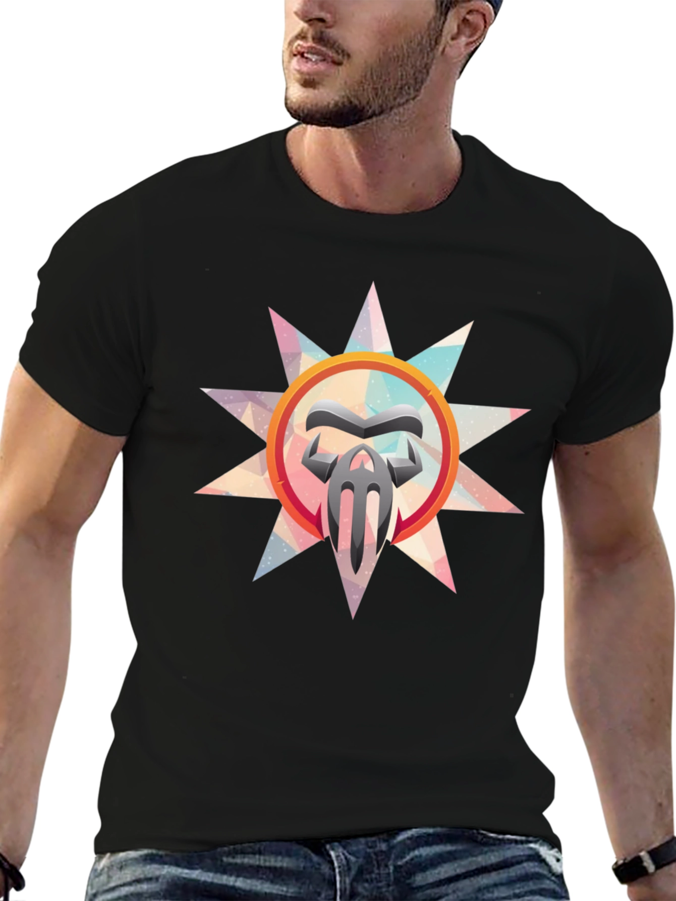 Abstract Graphic Print Mens Black T-Shirt