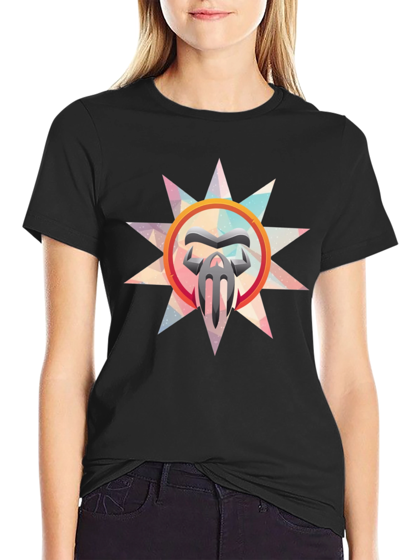 Abstract Graphic Print Mens Black T-Shirt