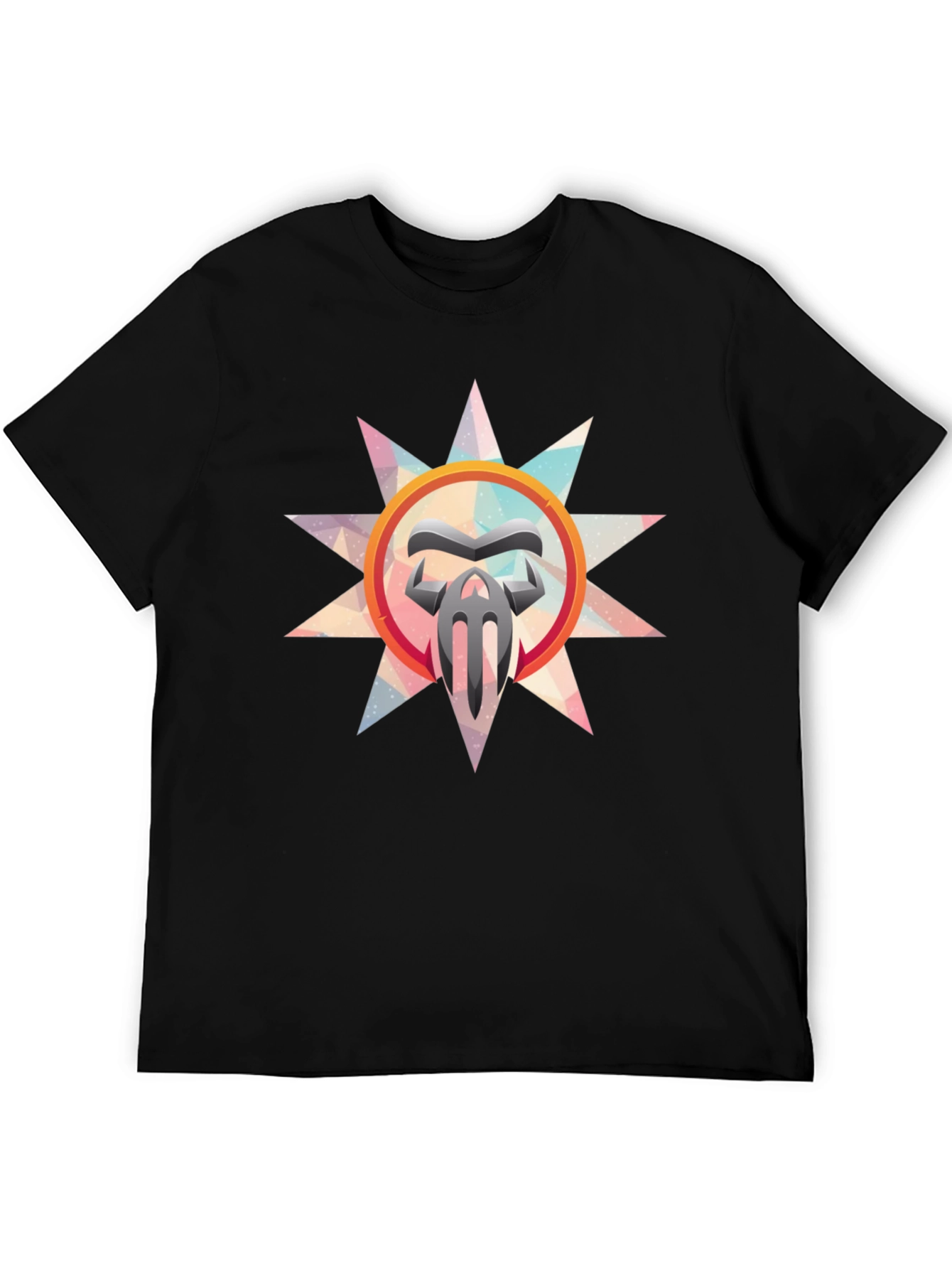Abstract Graphic Print Mens Black T-Shirt