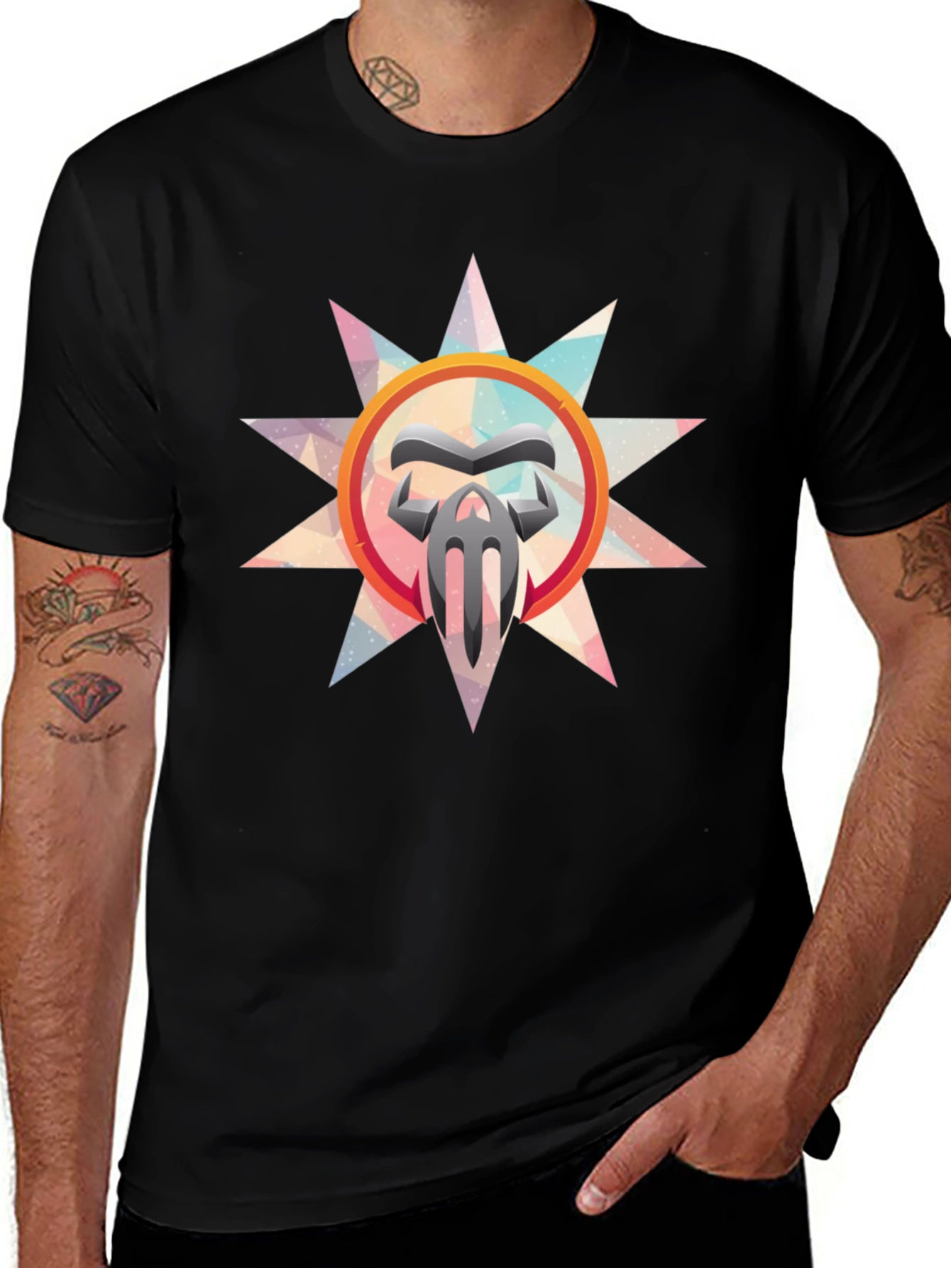 Abstract Graphic Print Mens Black T-Shirt