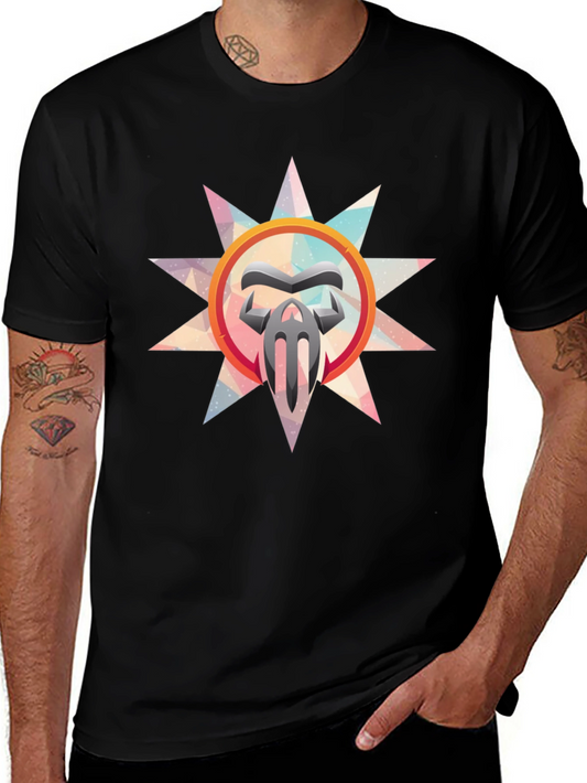 Abstract Graphic Print Mens Black T-Shirt