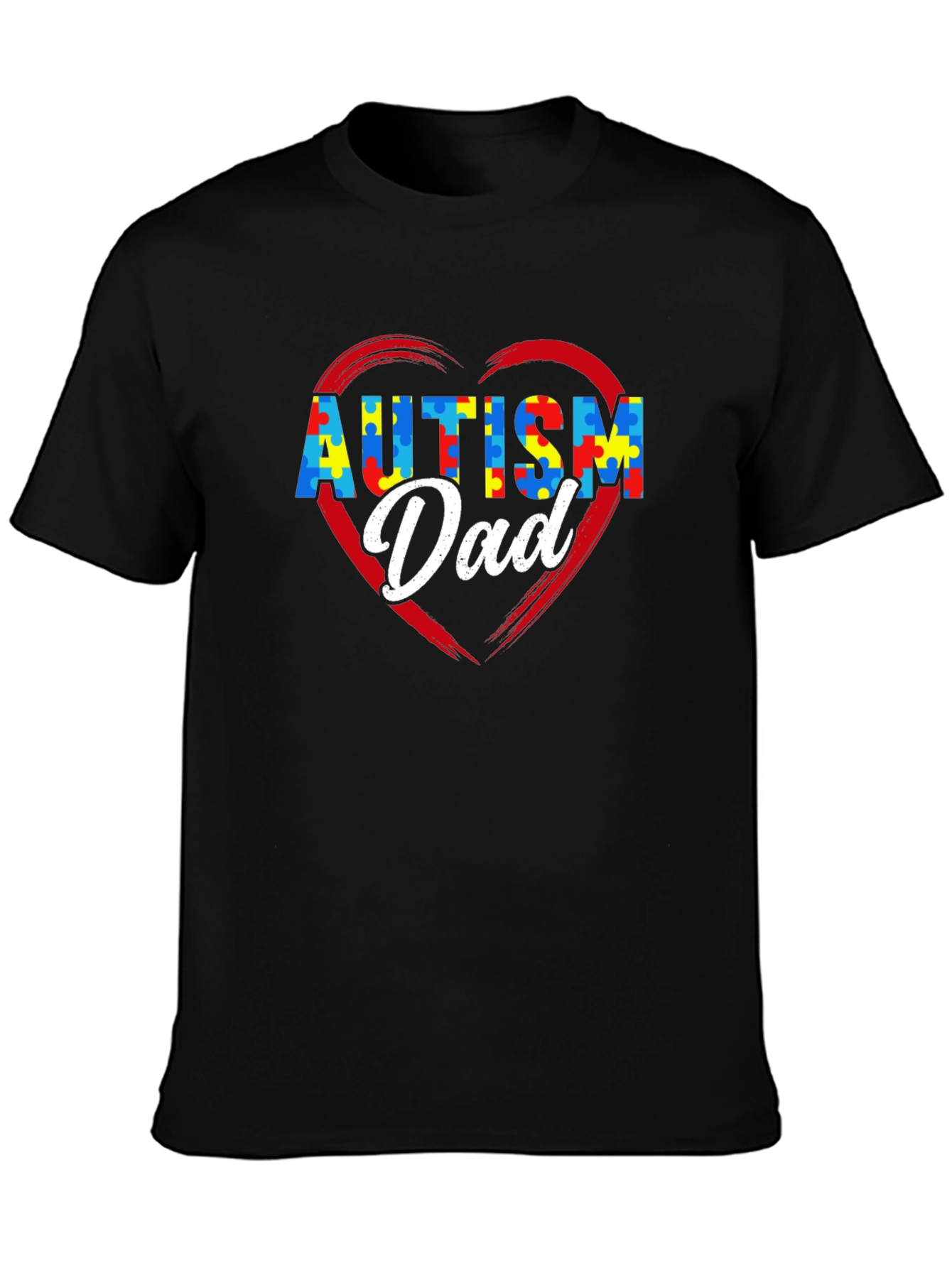Autism Dad Puzzle Heart T-Shirt