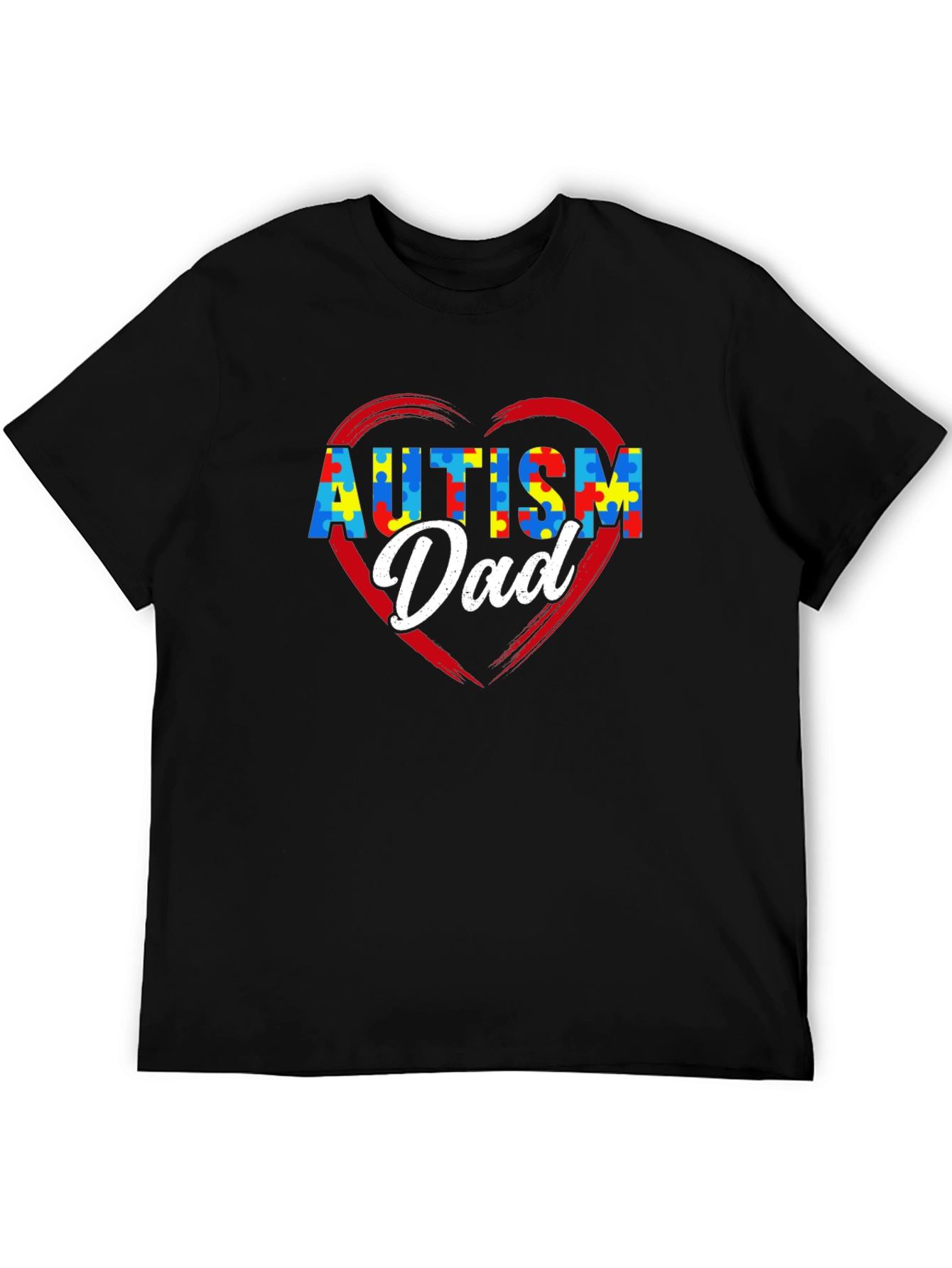 Autism Dad Puzzle Heart T-Shirt