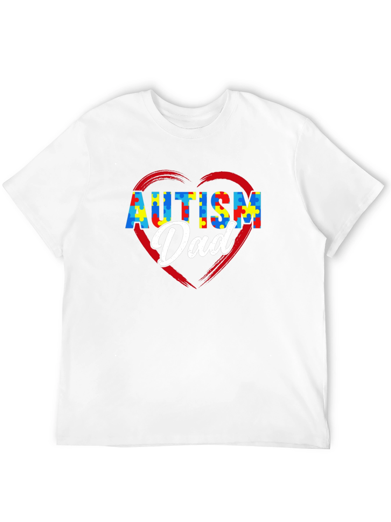 Autism Dad Puzzle Heart T-Shirt