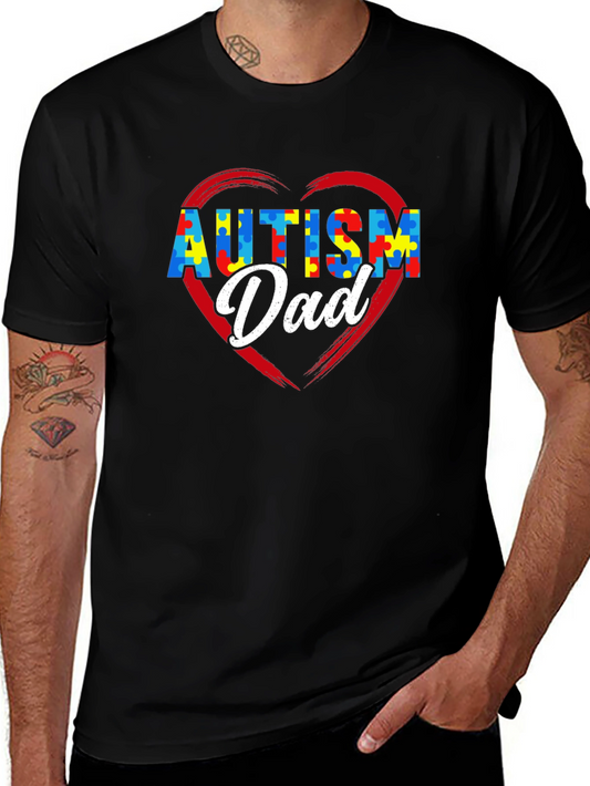 Autism Dad Puzzle Heart T-Shirt
