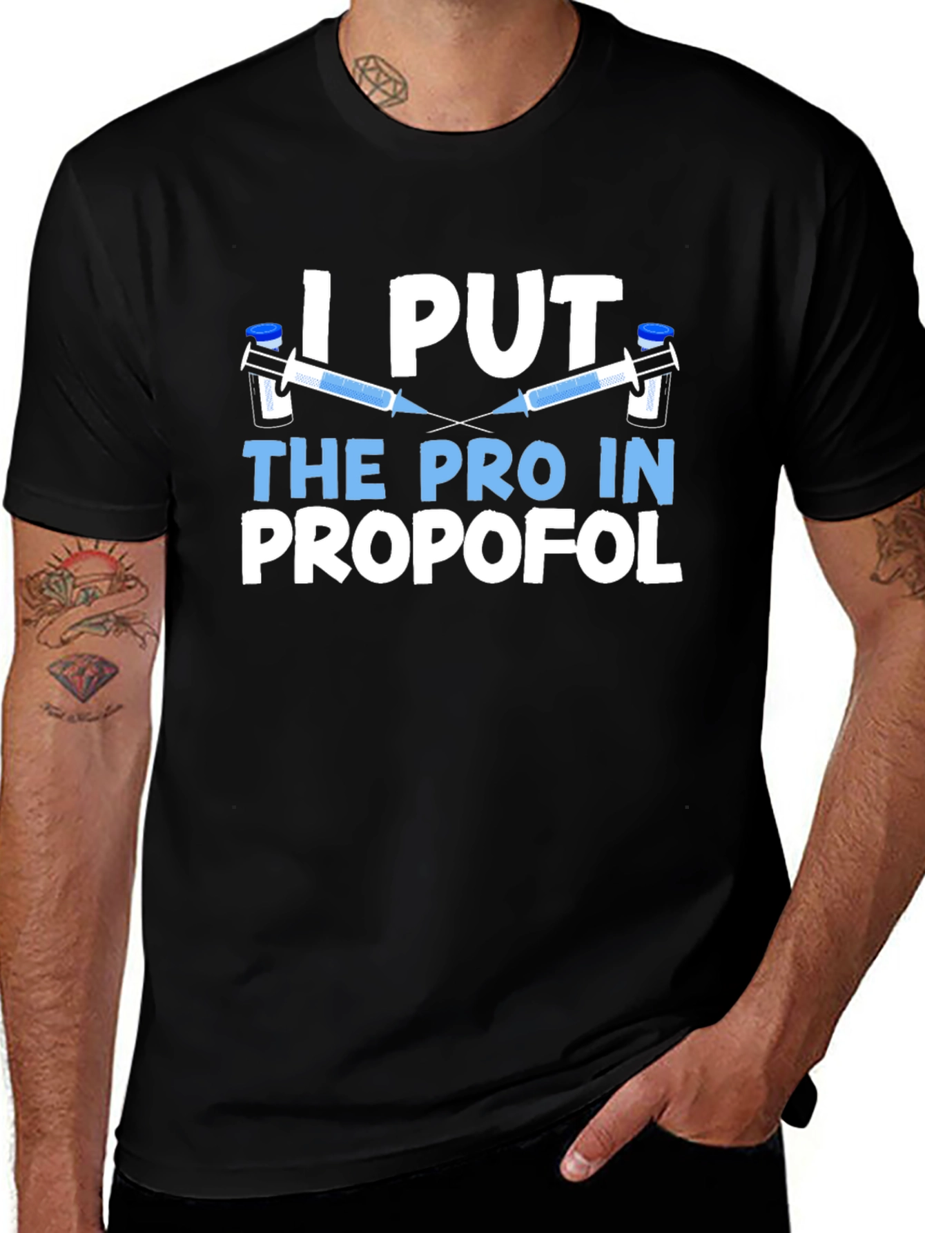 I Put The Pro in Propofol Black T-Shirt