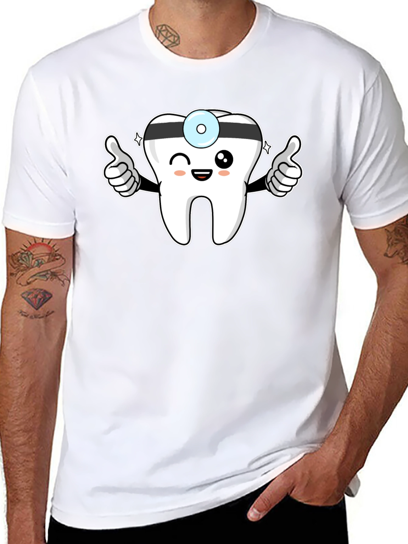 Doctor Tooth Cartoon Graphic Black Tee