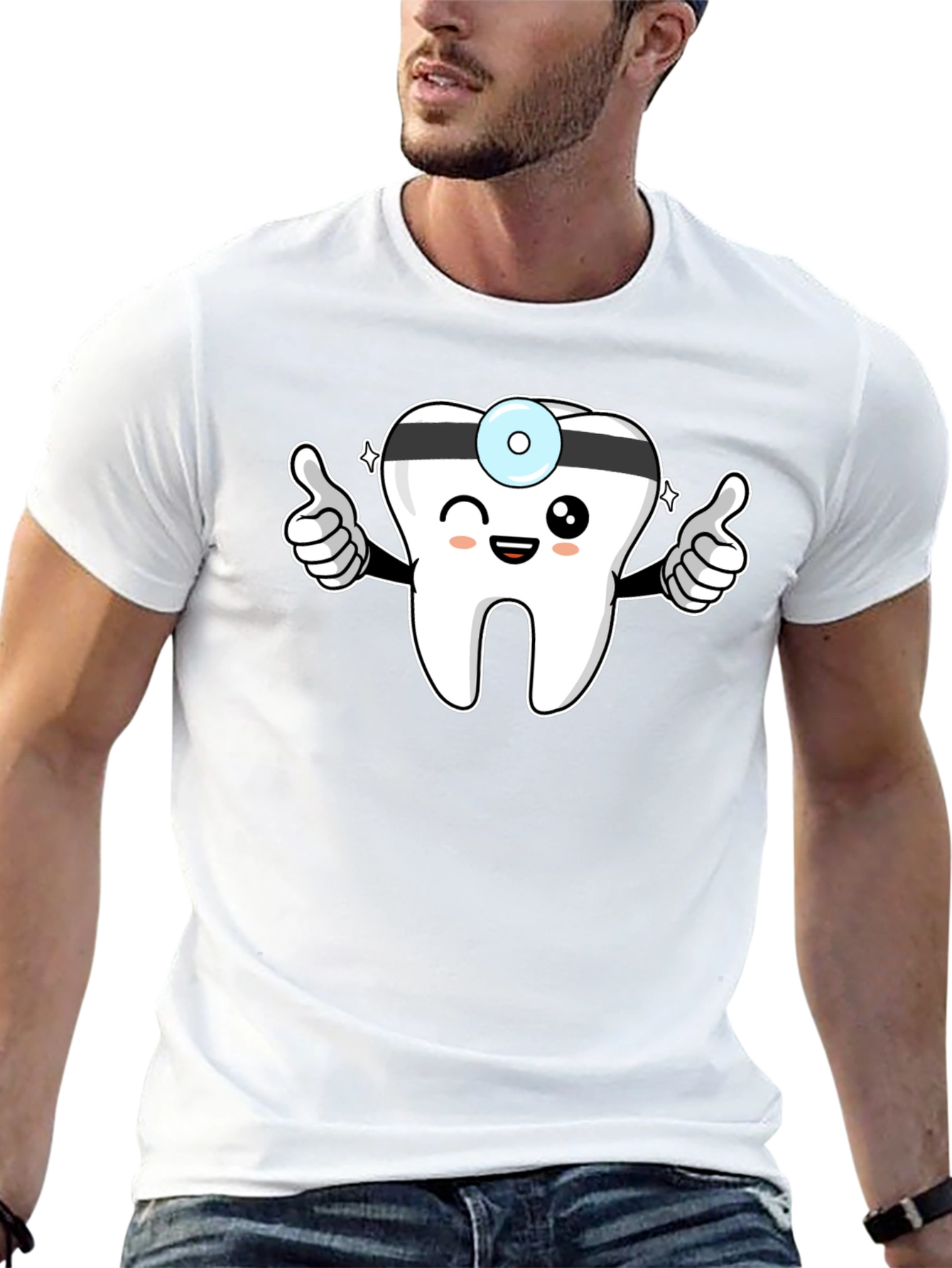 Doctor Tooth Cartoon Graphic Black Tee