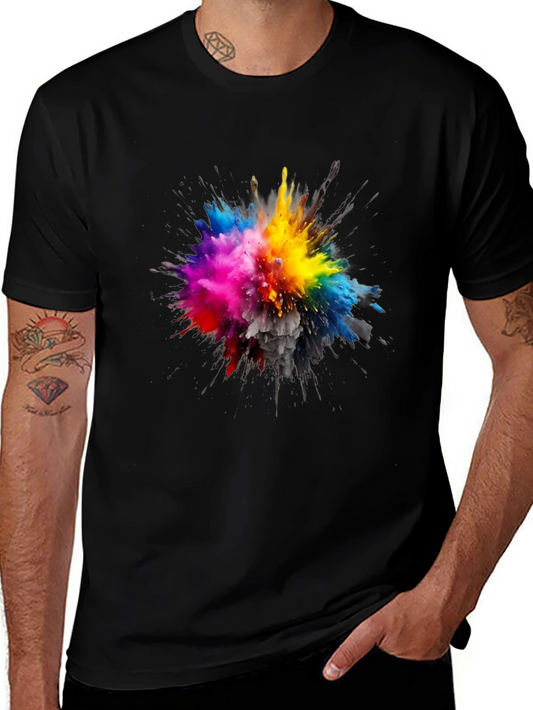 Colorful Explosion Graphic Black T-Shirt