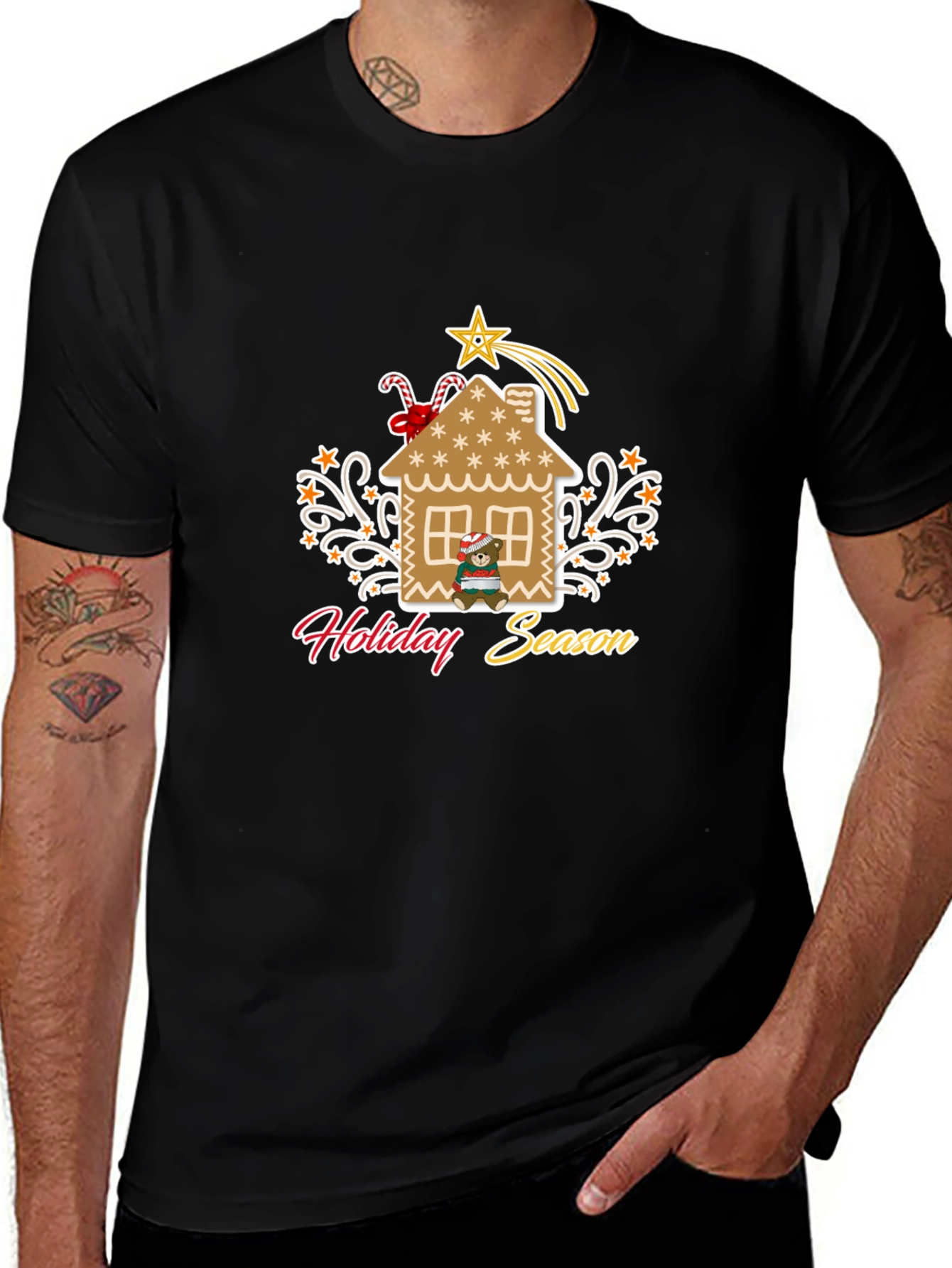 Holiday Season Gingerbread House Graphic Tee