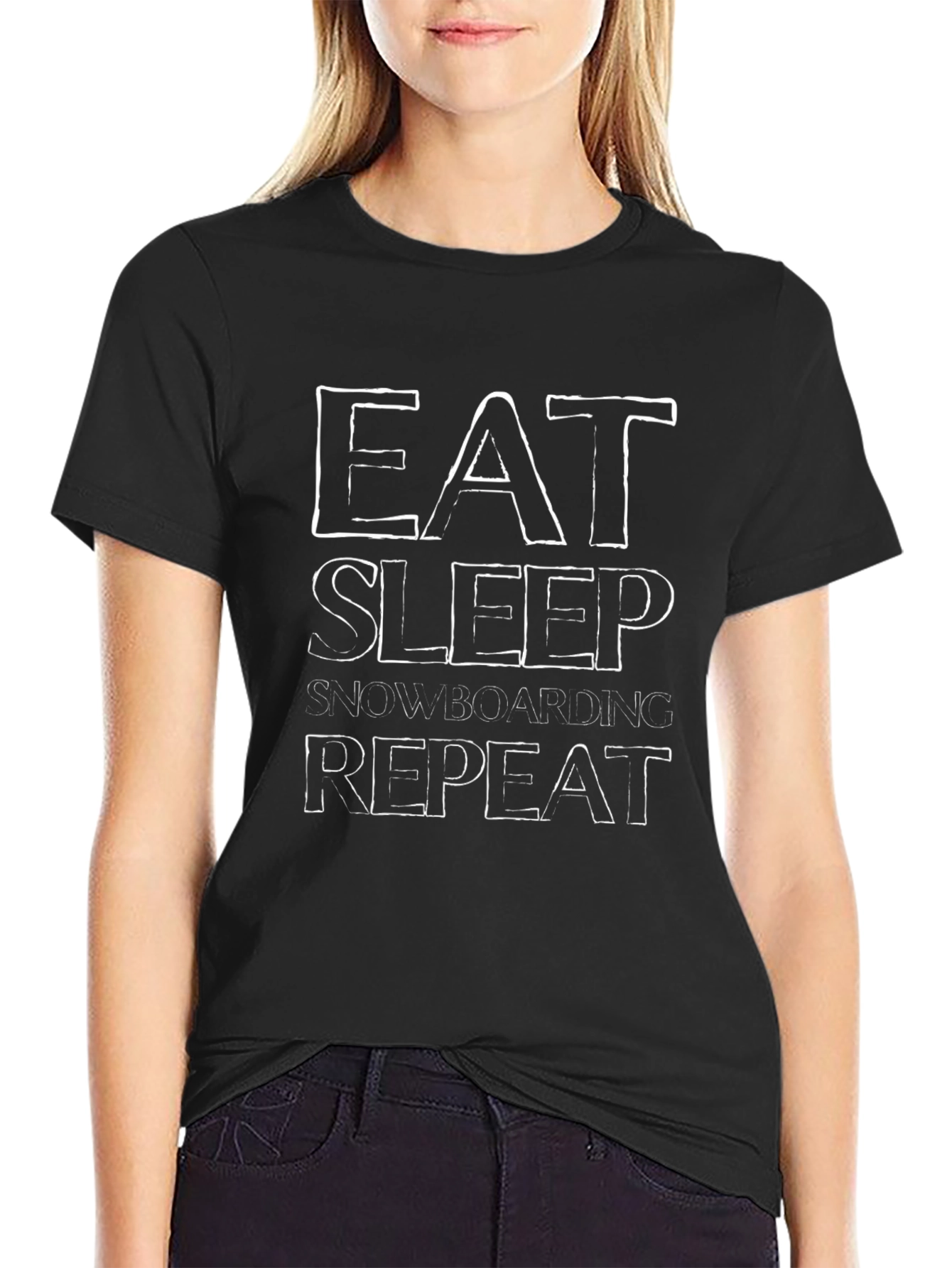 Eat Sleep Snowboarding Repeat Black T-Shirt
