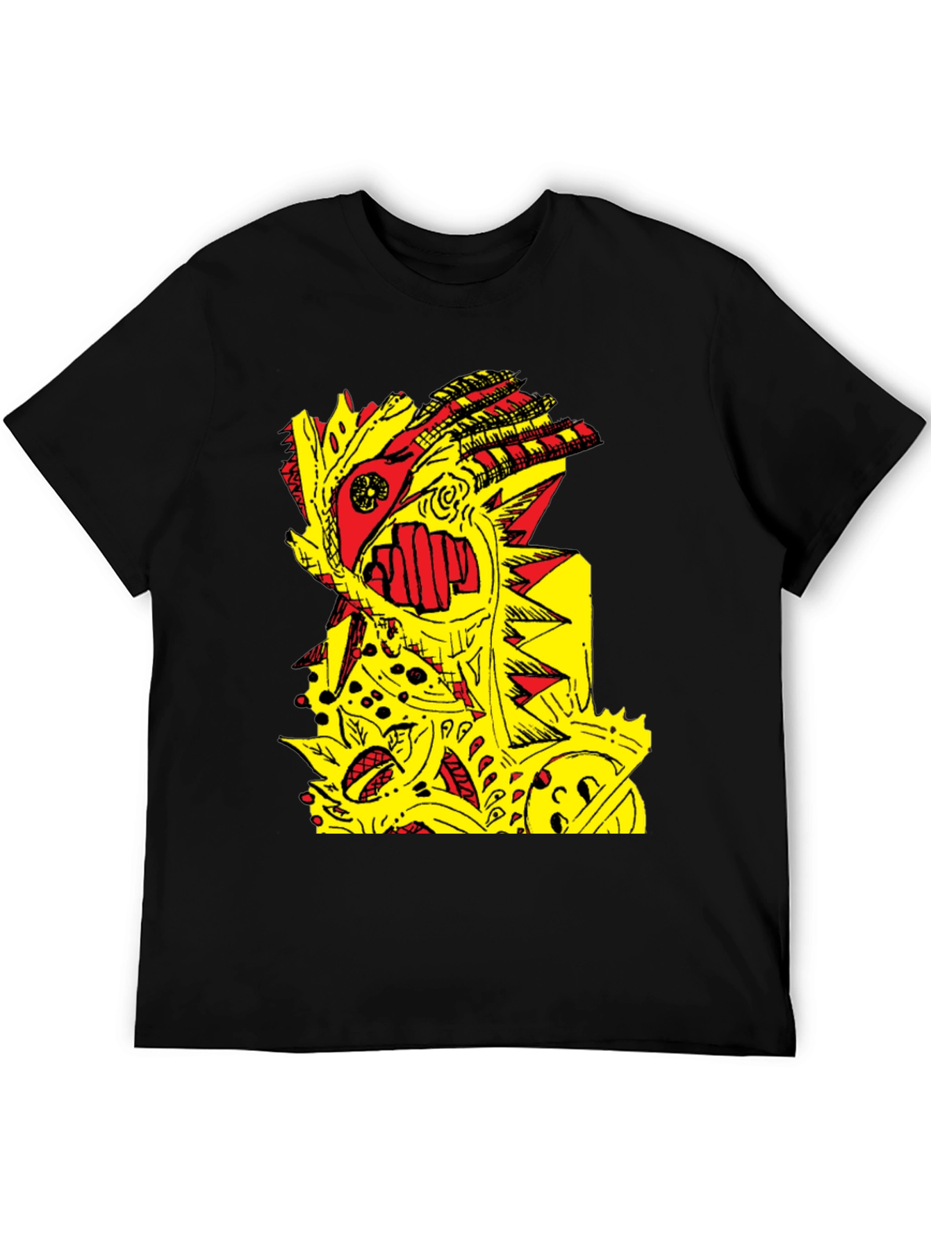 Abstract Graphic Print Black Crew Neck T-Shirt