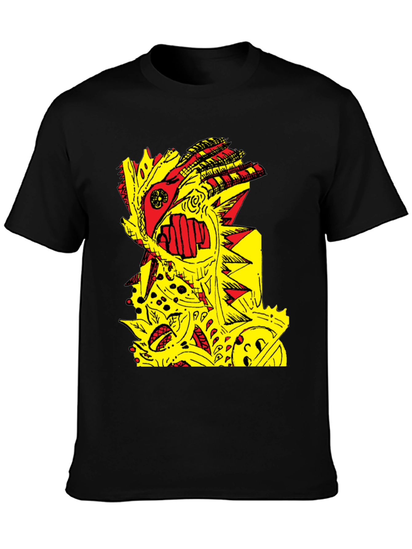 Abstract Graphic Print Black Crew Neck T-Shirt