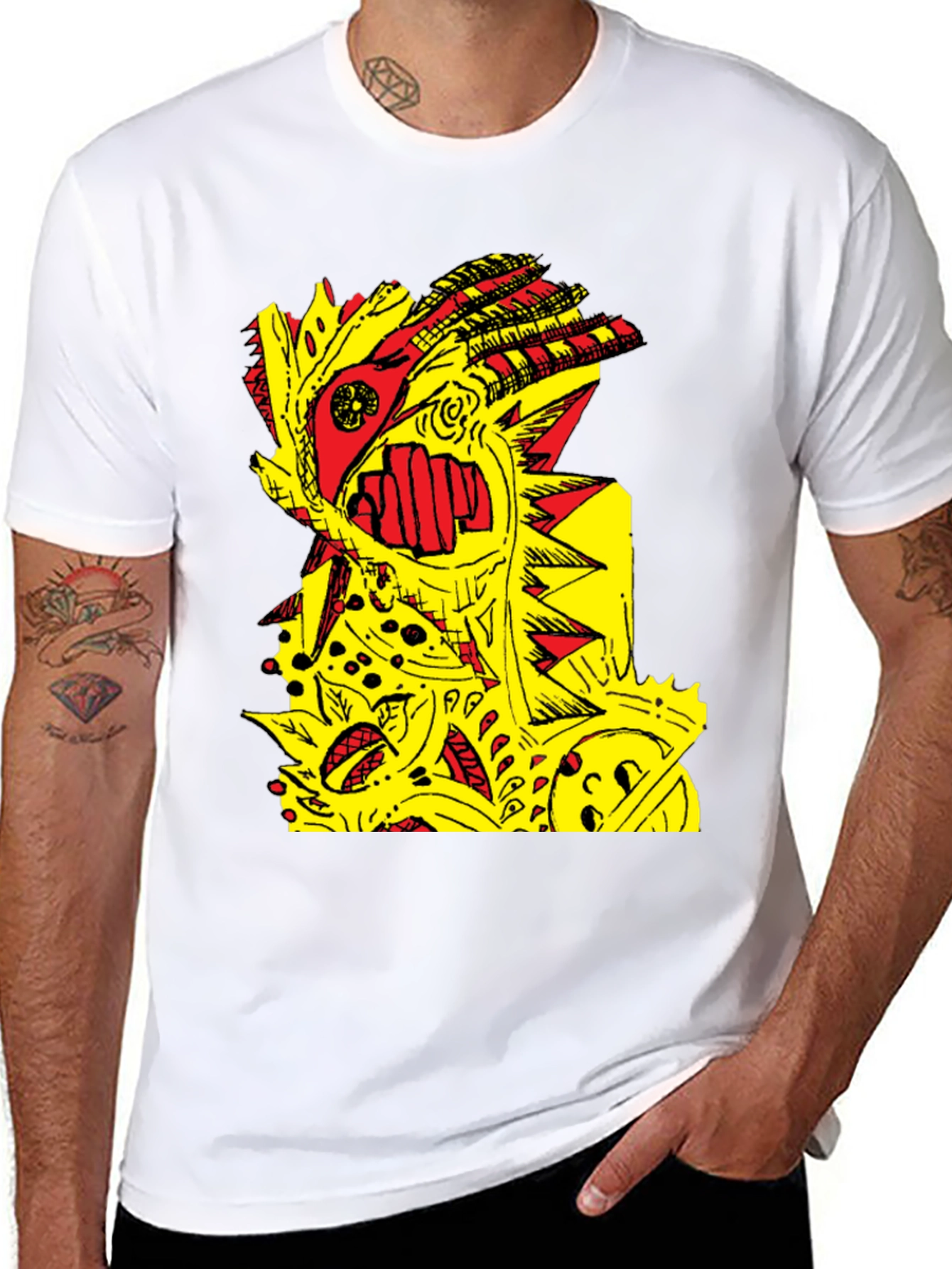 Abstract Graphic Print Black Crew Neck T-Shirt