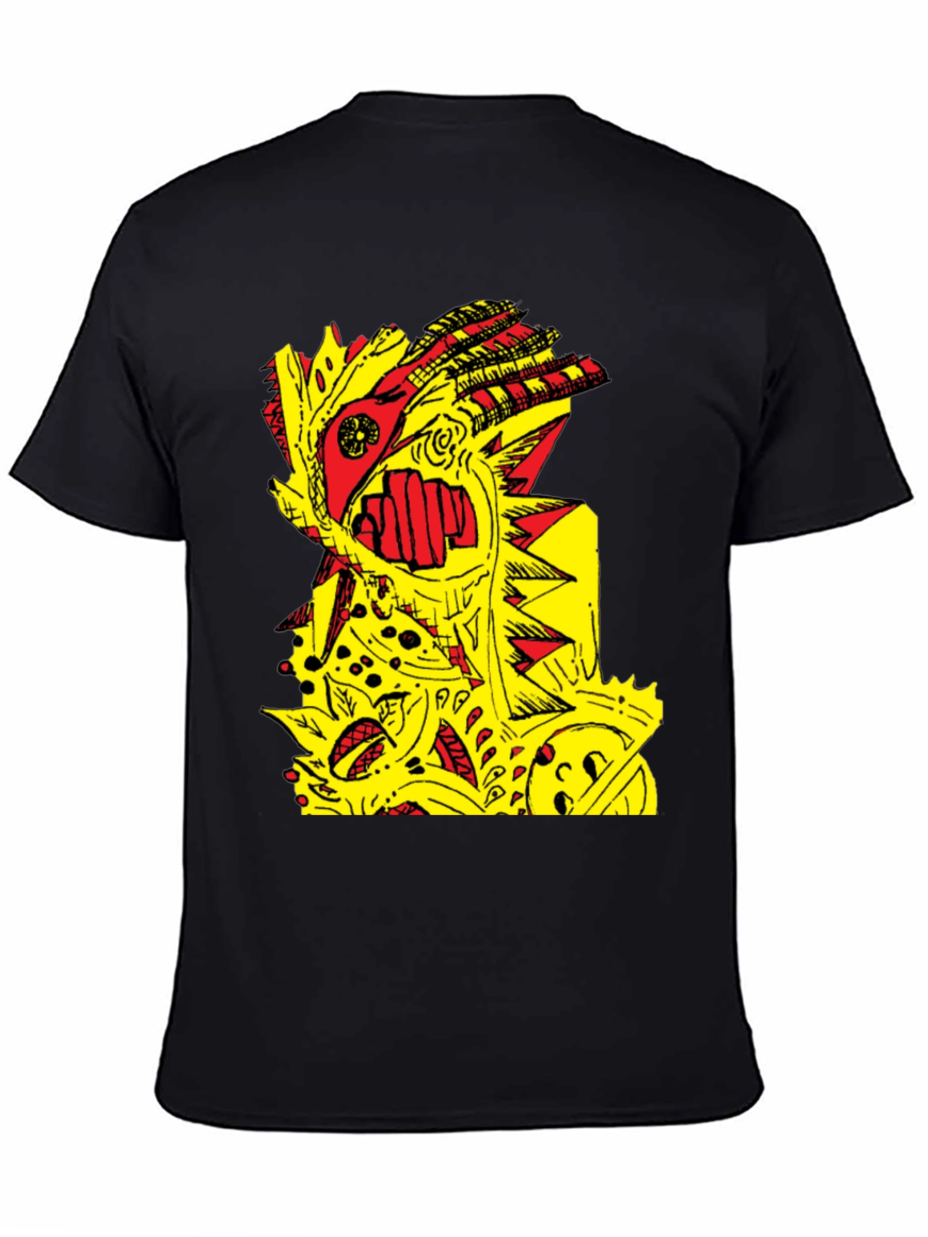 Abstract Graphic Print Black Crew Neck T-Shirt