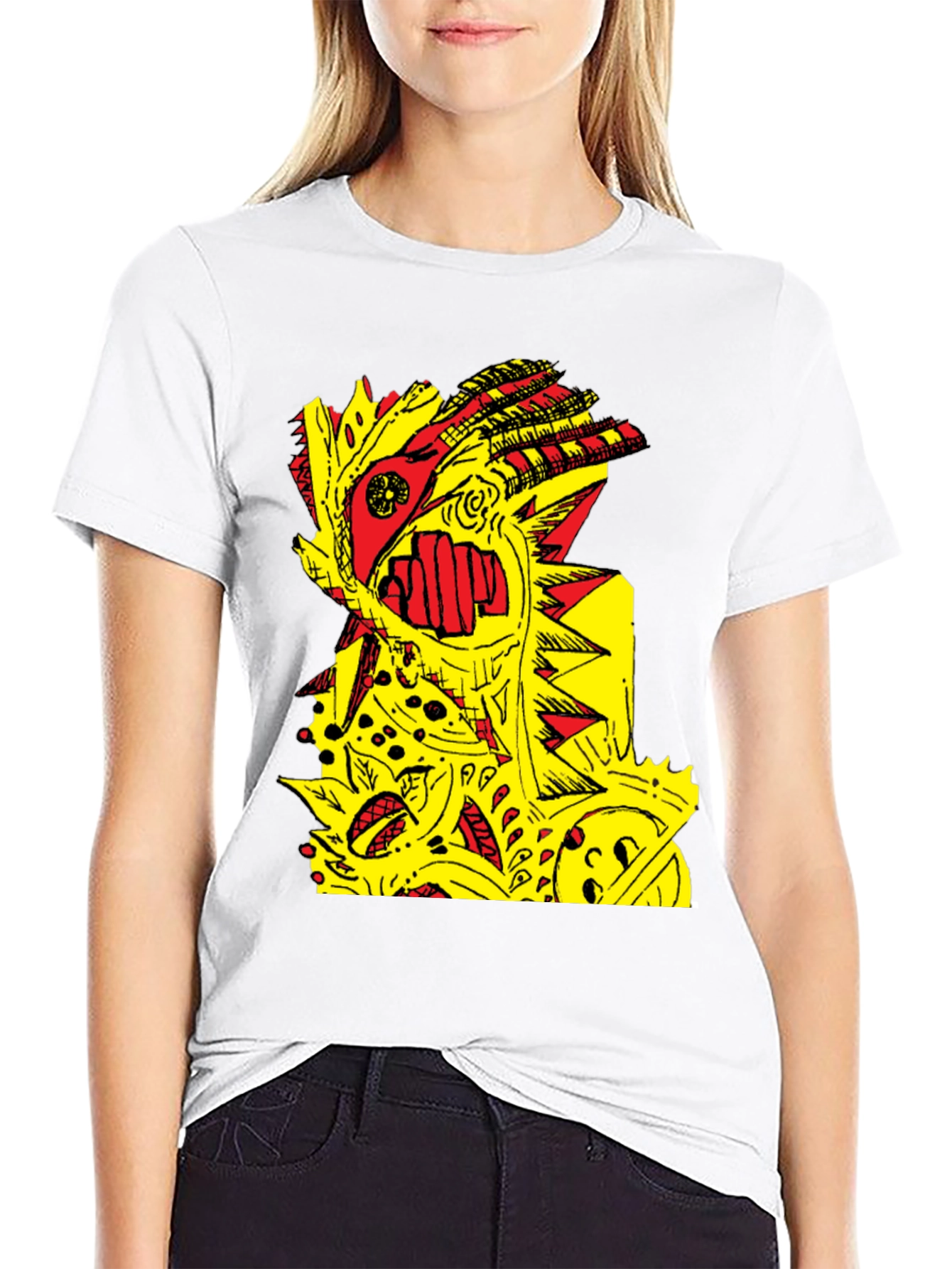 Abstract Graphic Print Black Crew Neck T-Shirt