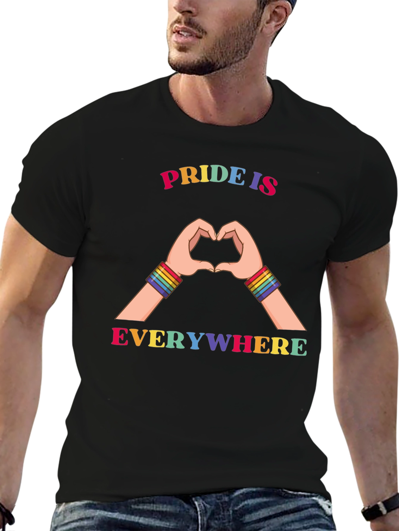 Pride Is Everywhere Rainbow Heart Hands T-Shirt