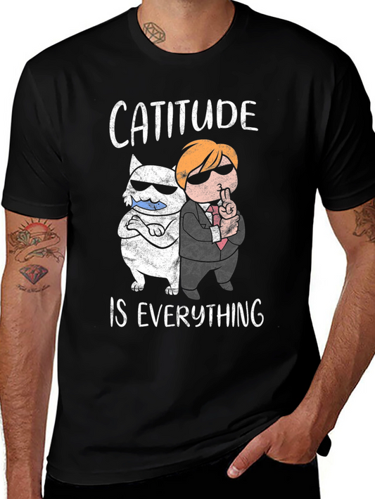 Cattitude is Everything Black Graphic Tee