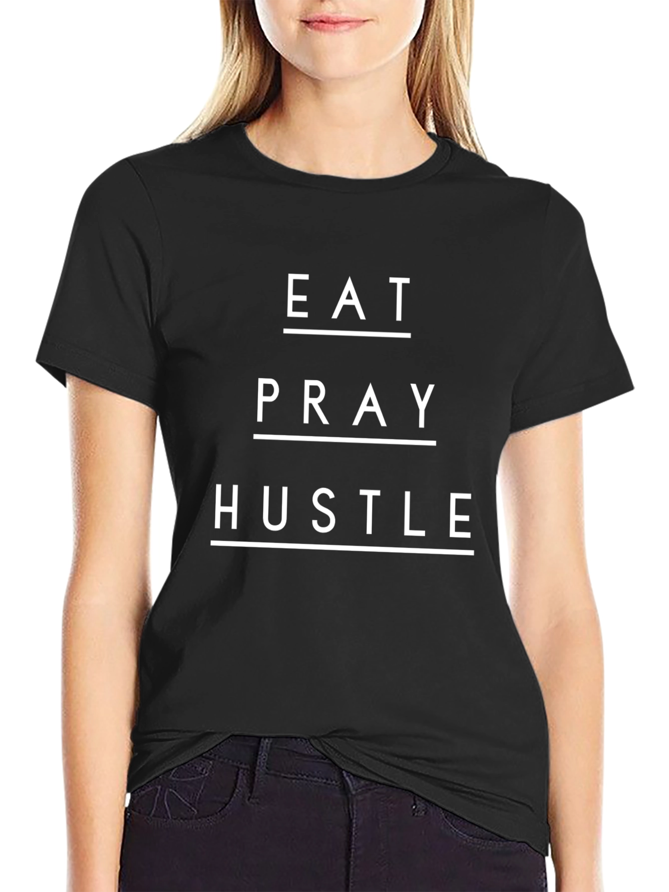 Eat Pray Hustle Graphic Tee - Black T-Shirt