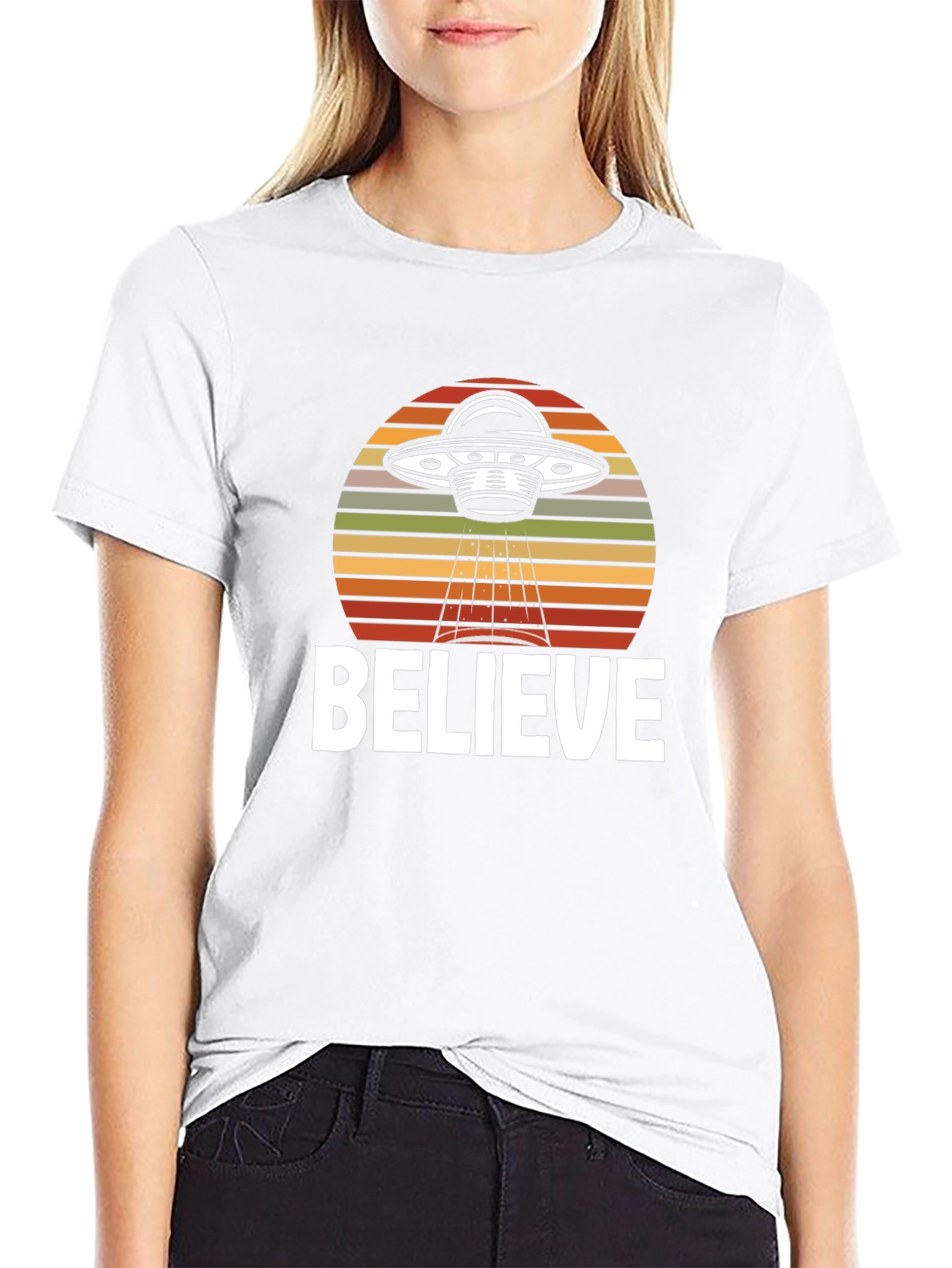 Believe UFO Graphic T-Shirt - Black