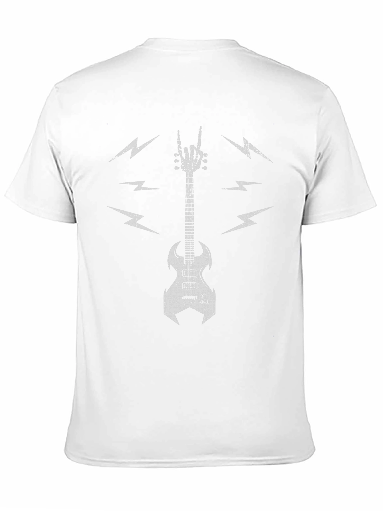Rock Guitar T-Shirt - Skeleton Hand & Lightning