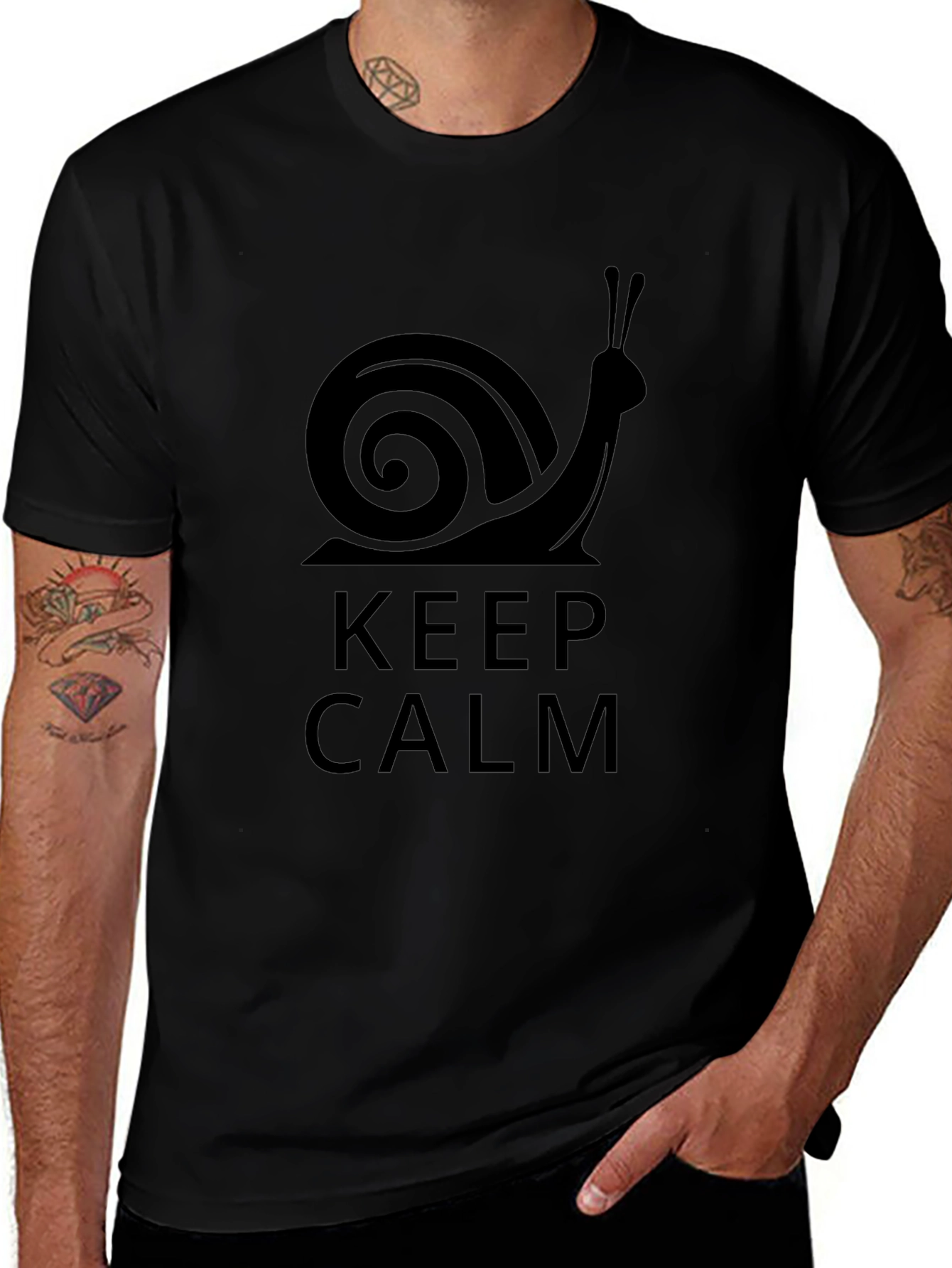 Keep Calm Snail Graphic T-Shirt - Black