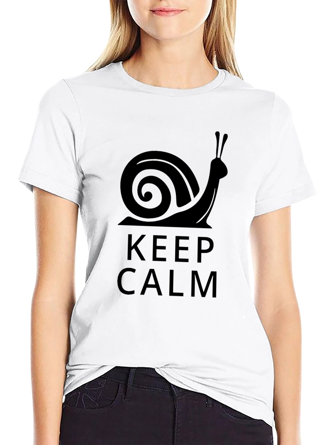 Keep Calm Snail Graphic T-Shirt - Black