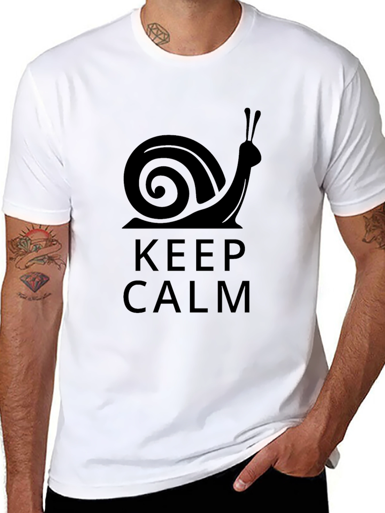 Keep Calm Snail Graphic T-Shirt - Black