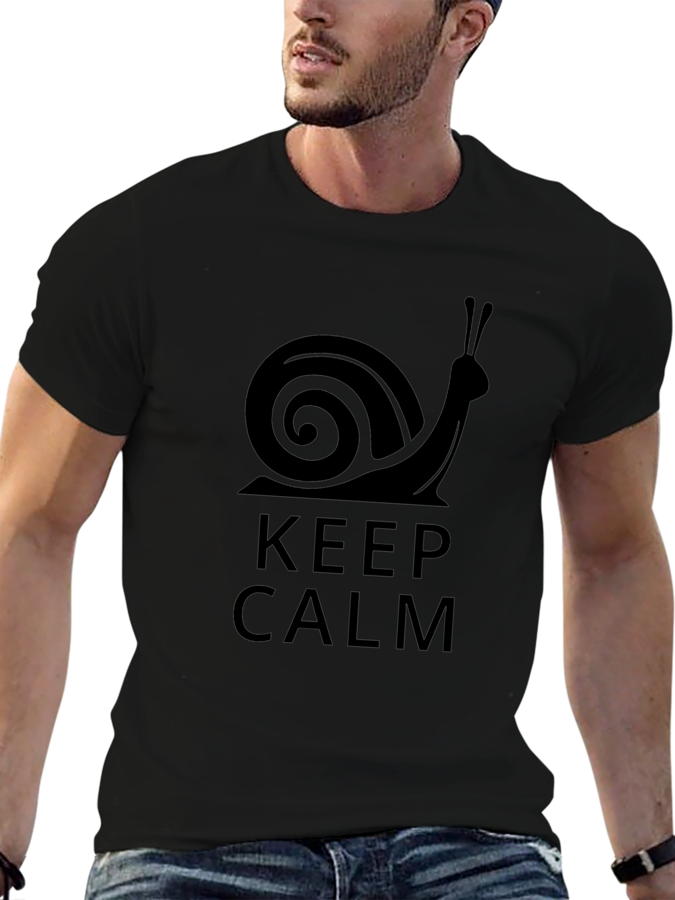 Keep Calm Snail Graphic T-Shirt - Black