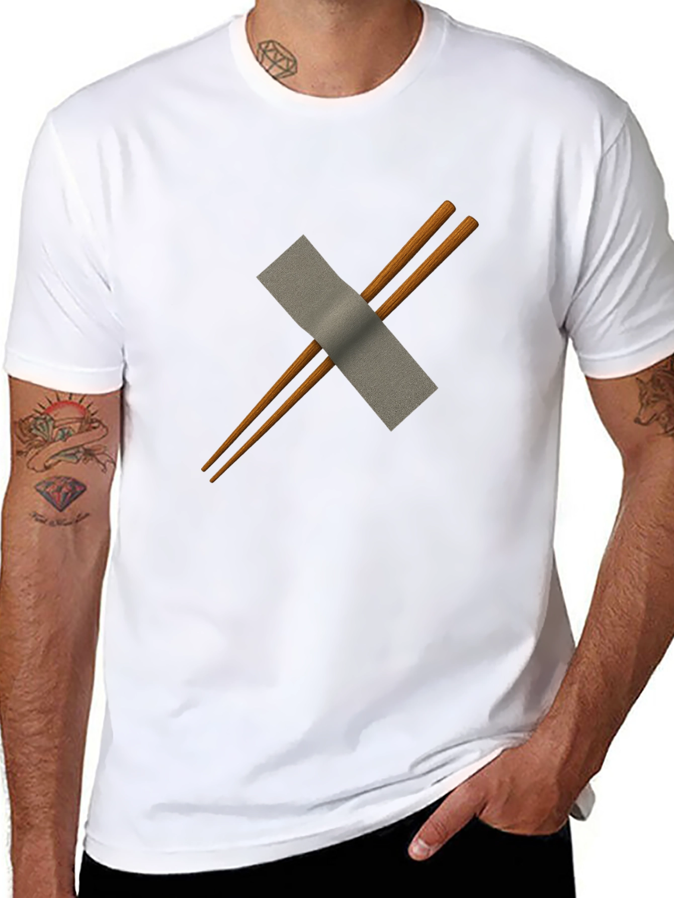 Chopsticks & Duct Tape Mens Black T-Shirt
