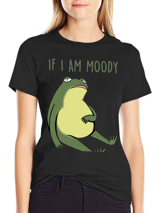 Moody Frog Graphic Tee - Unisex Black Cotton T-Shirt