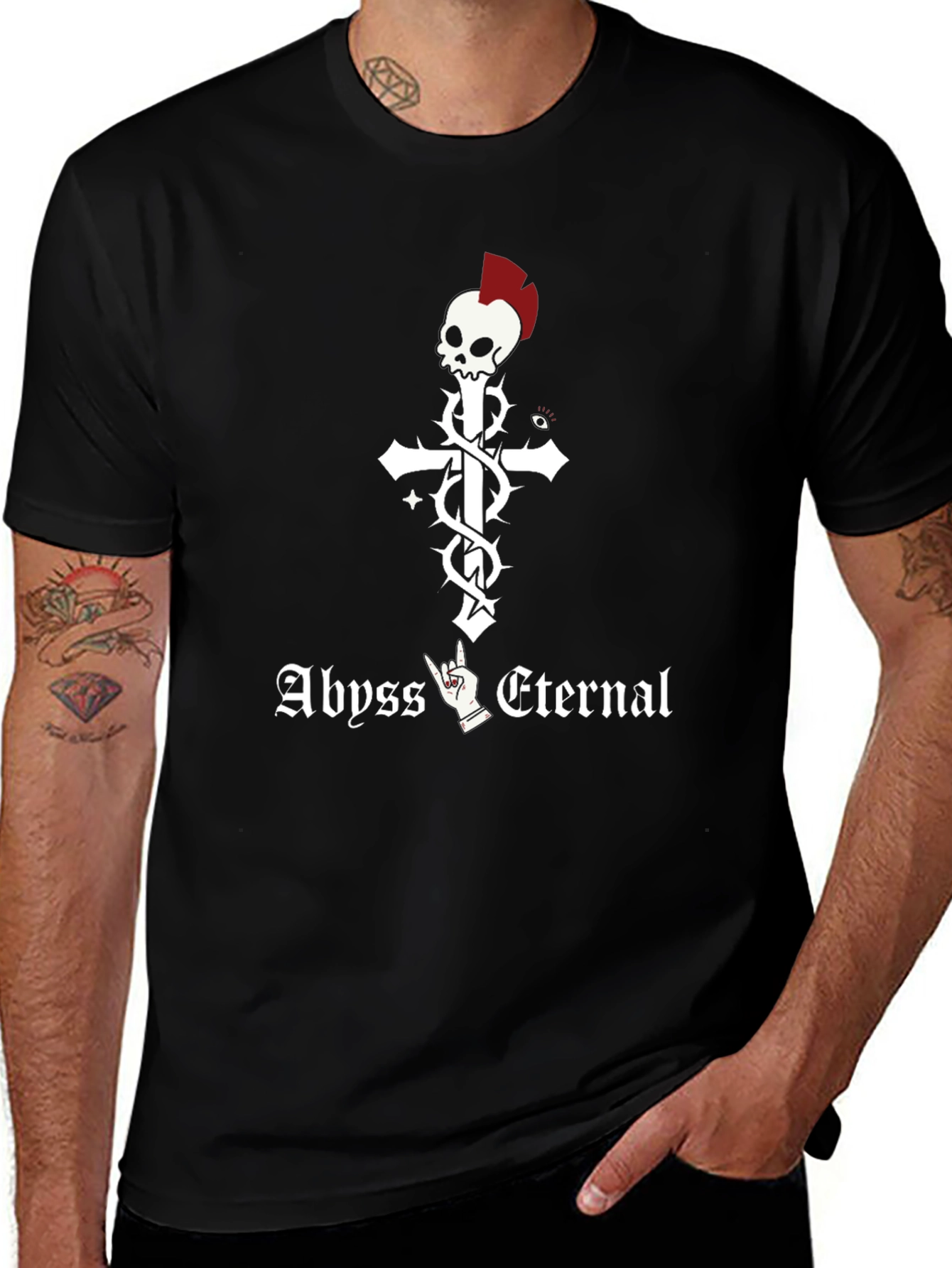 Abyss Eternal Skull Cross Graphic Black T-Shirt