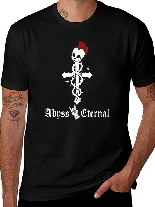 Abyss Eternal Skull Cross Graphic Black T-Shirt