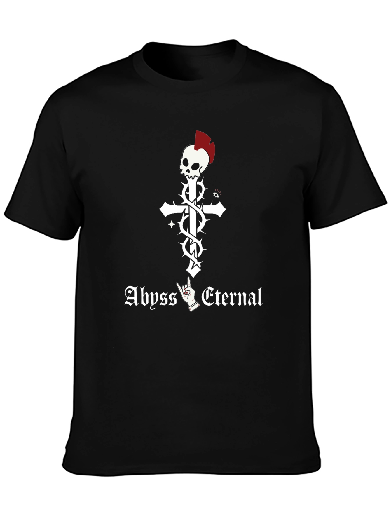 Abyss Eternal Skull Cross Graphic Black T-Shirt