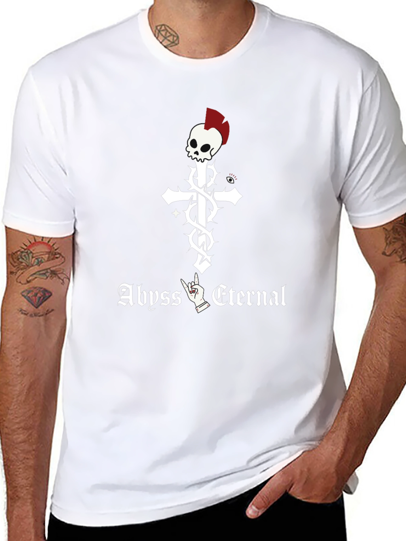 Abyss Eternal Skull Cross Graphic Black T-Shirt
