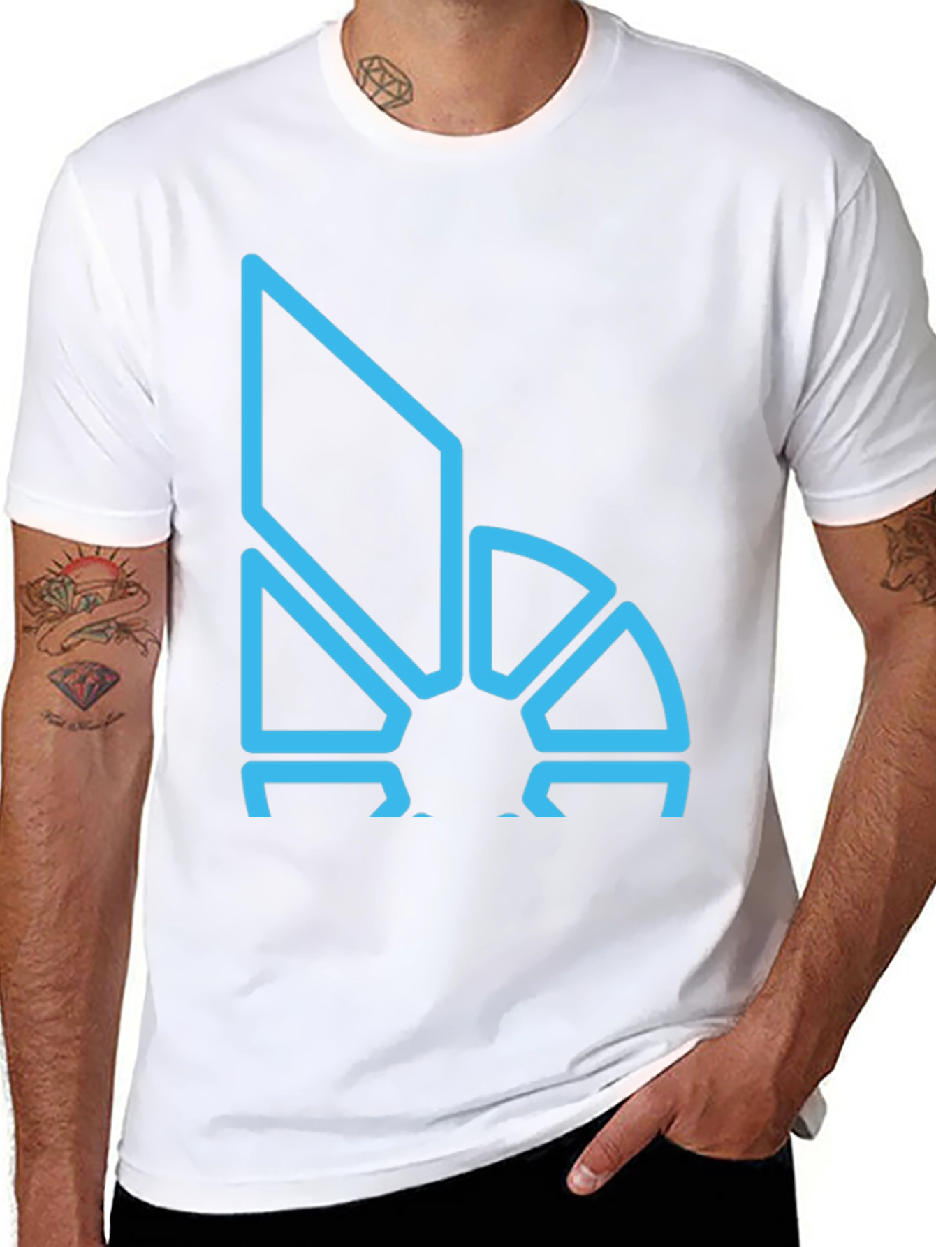 Geometric Blue Logo Black T-Shirt