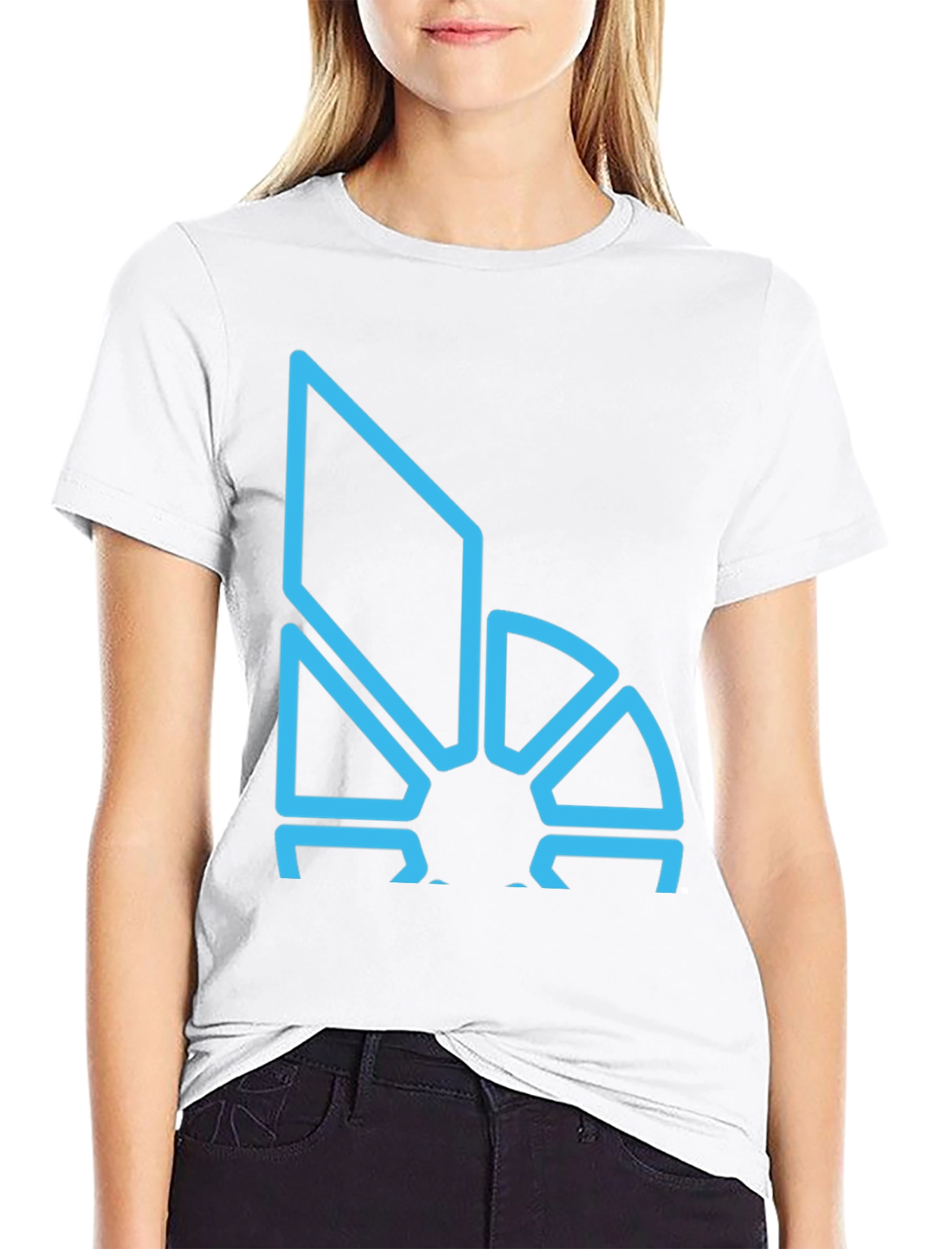 Geometric Blue Logo Black T-Shirt