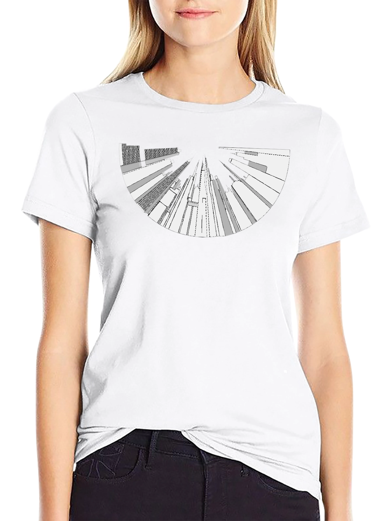 Abstract Cityscape Black Graphic Tee