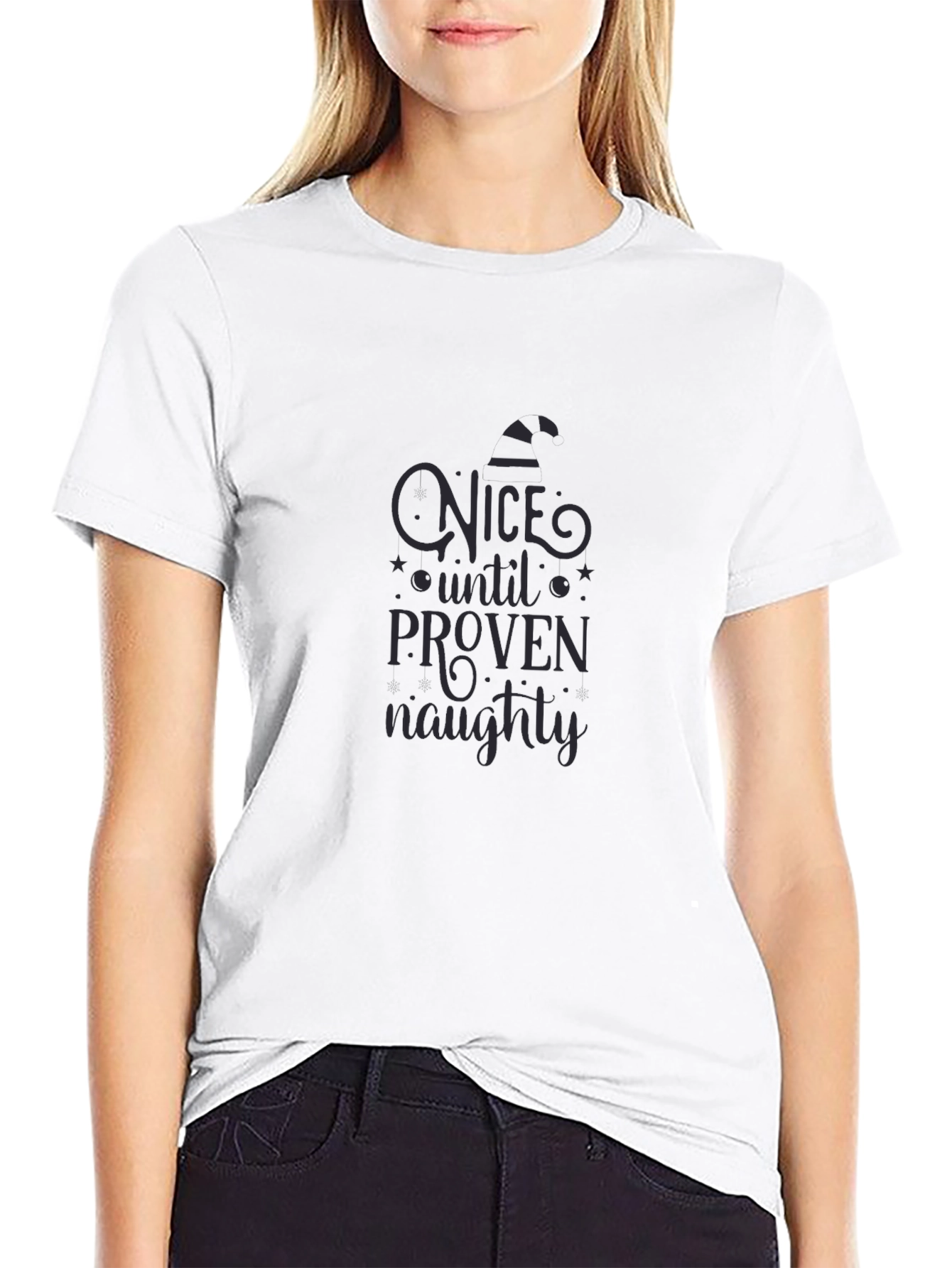 Nice Until Proven Naughty Black T-Shirt
