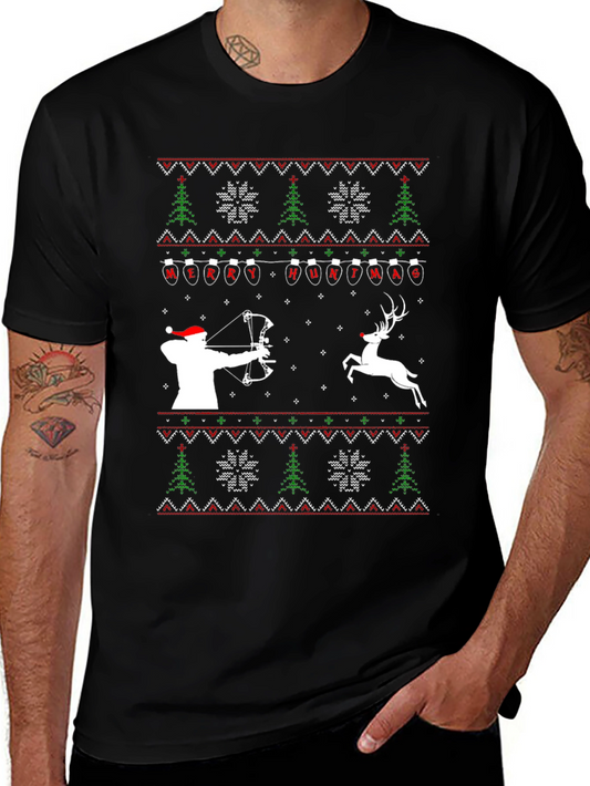 Merry Huntmas T-Shirt - Ugly Christmas Sweater Style Tee
