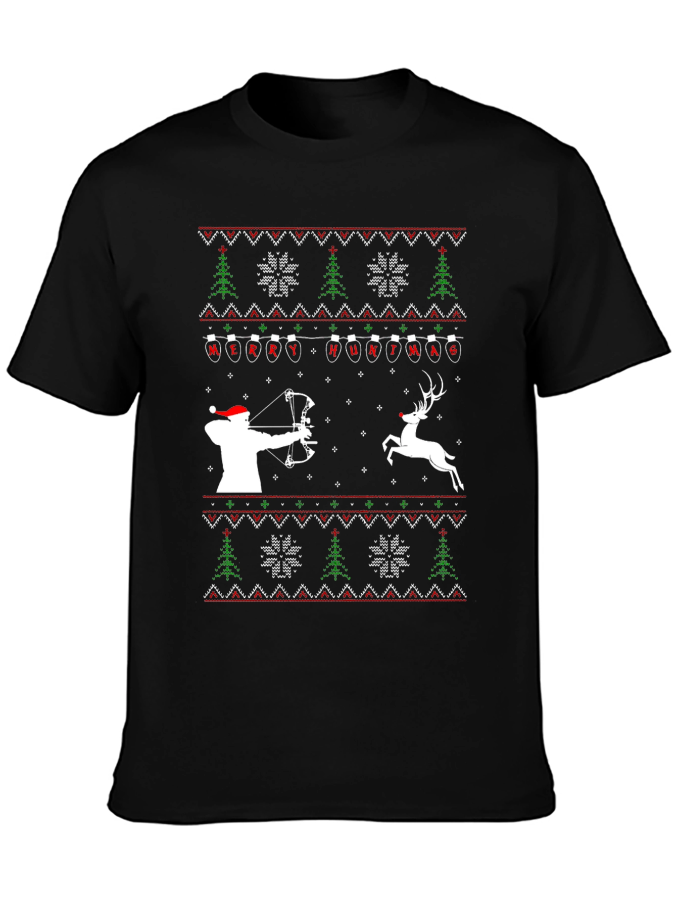 Merry Huntmas T-Shirt - Ugly Christmas Sweater Style Tee
