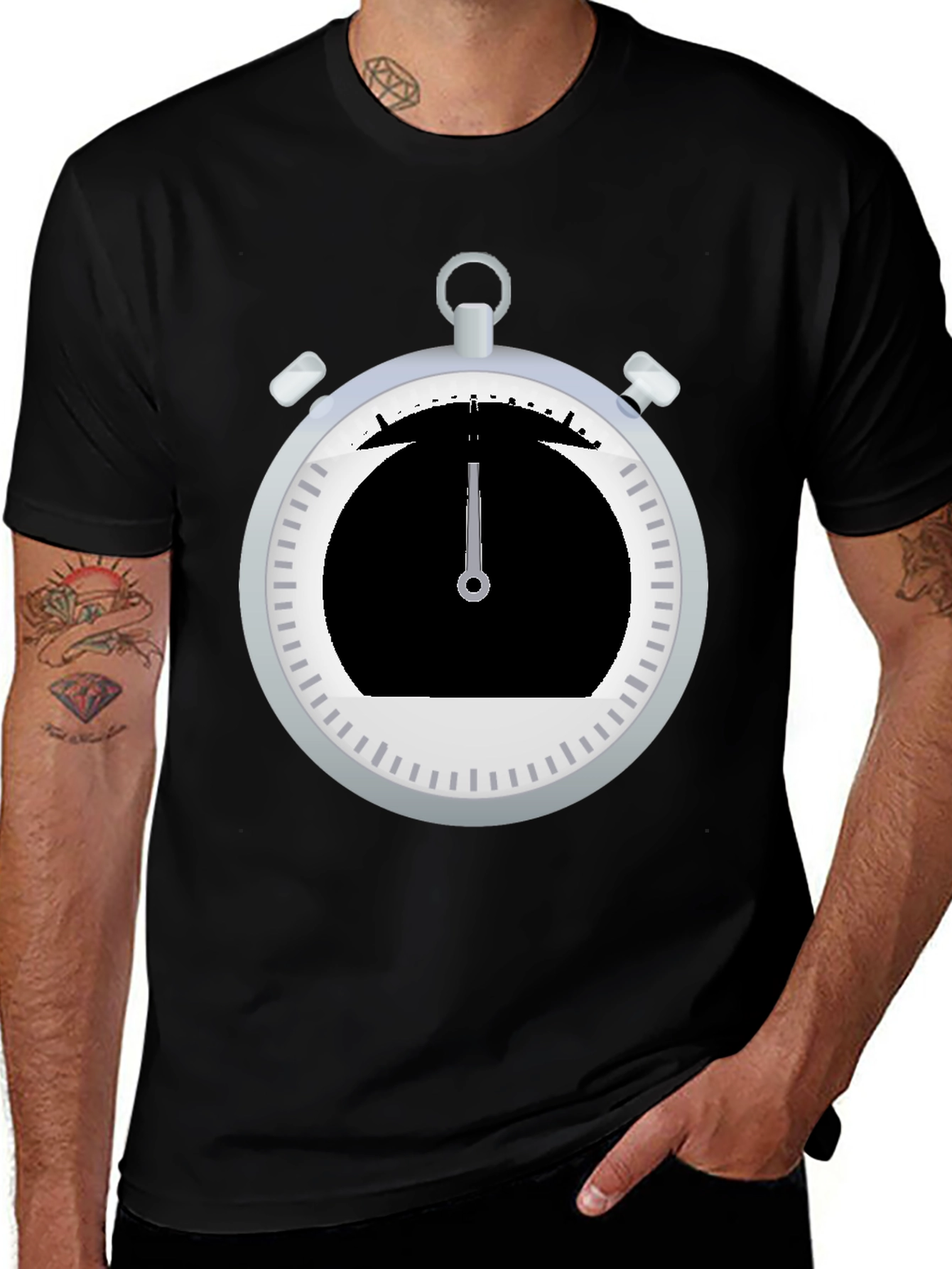 Stopwatch Graphic Tee - Sporty Black T-Shirt
