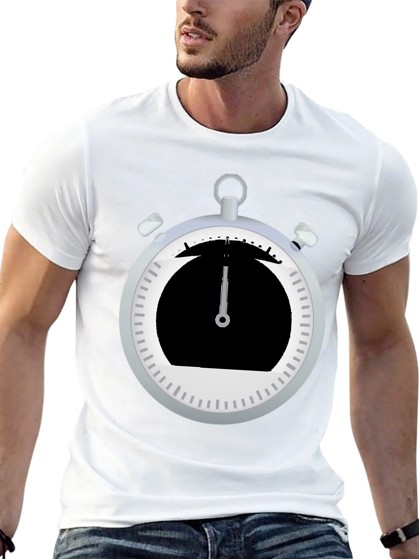 Stopwatch Graphic Tee - Sporty Black T-Shirt