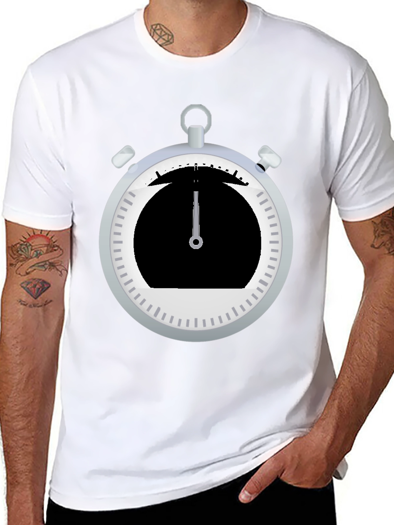 Stopwatch Graphic Tee - Sporty Black T-Shirt
